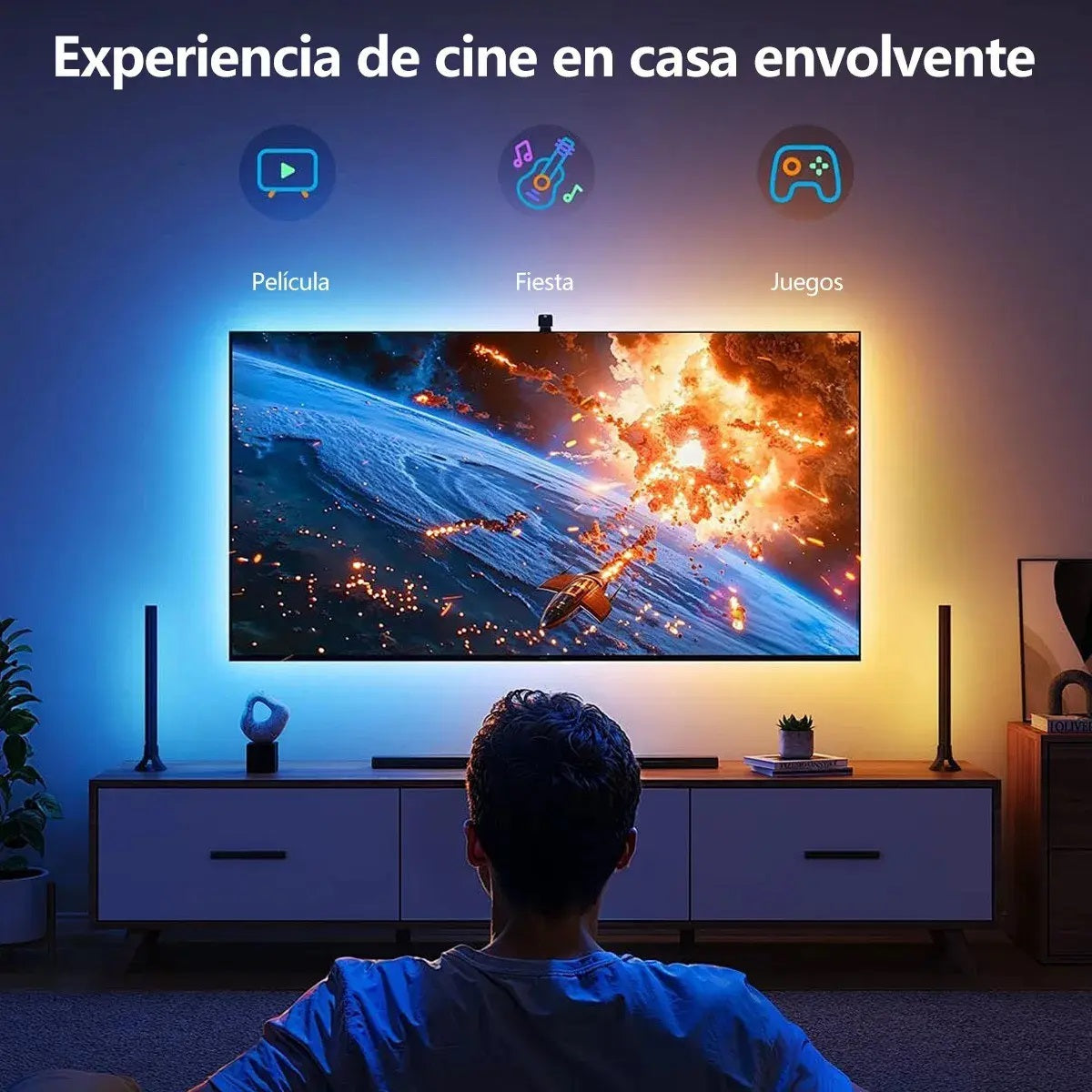 Tira De Luces Led Rgbic Para Tv Con Cámara De Inmersión 5m Smart