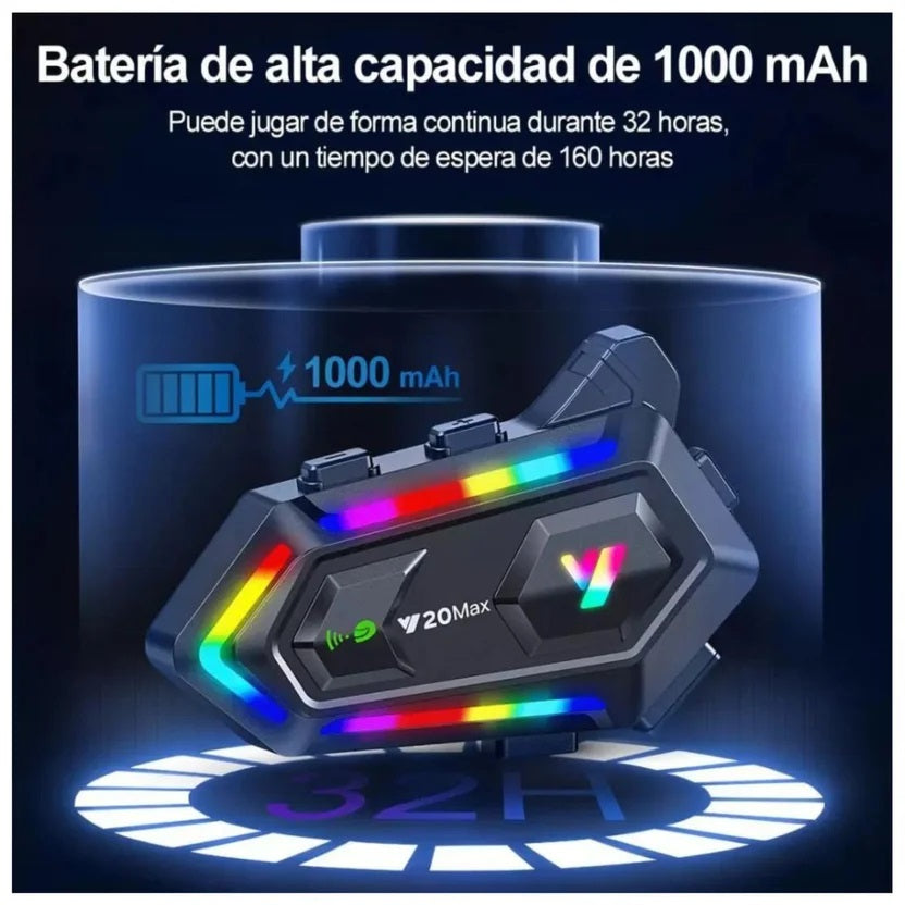 Intercomunicador para Casco KR-M2 con Bluetooth 5.3 y Luz RGB – Estilo y Conectividad en la Vía