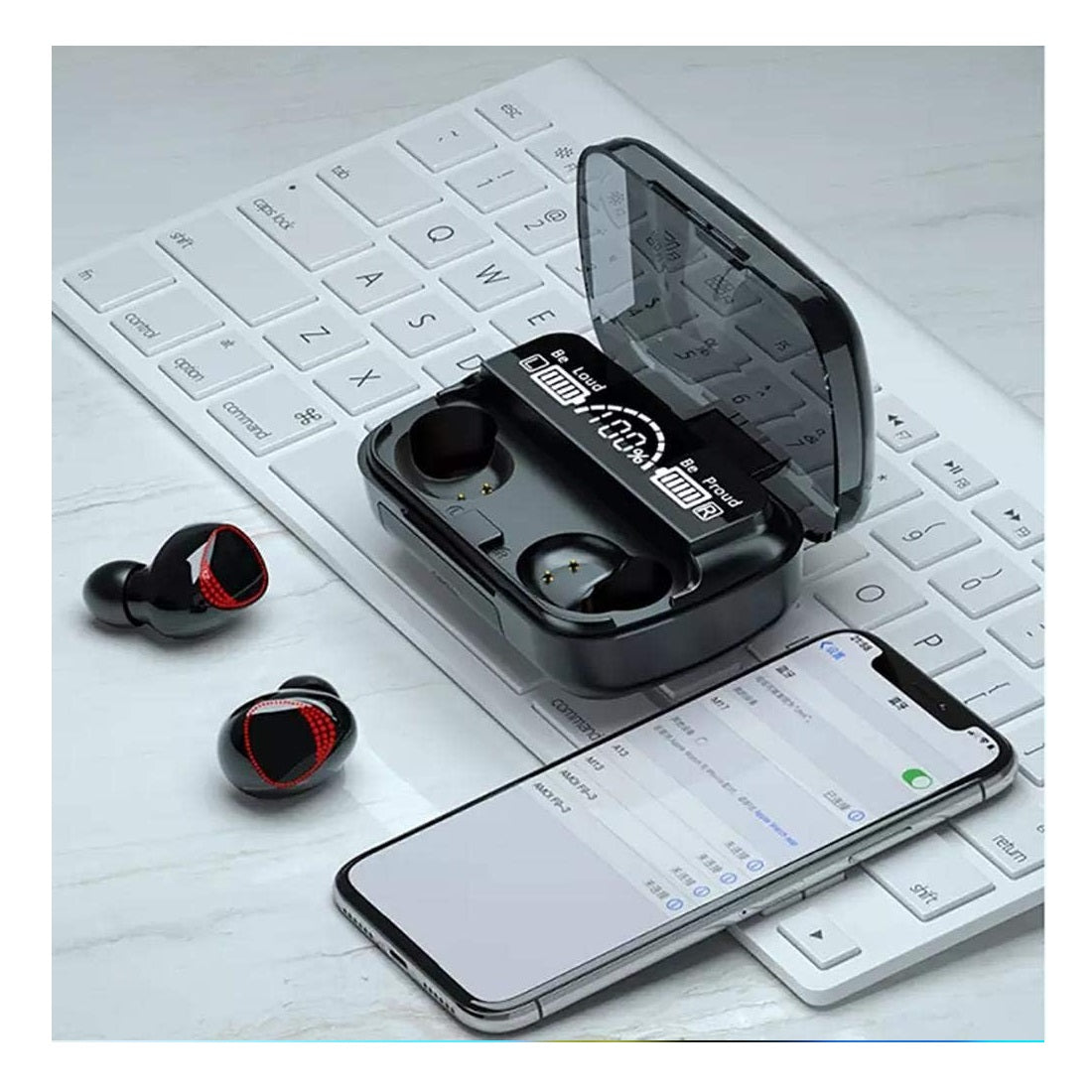 Audífonos Inalámbricos Bluetooth M10 V5.1 Con Power Bank Y Control Táctil Negro