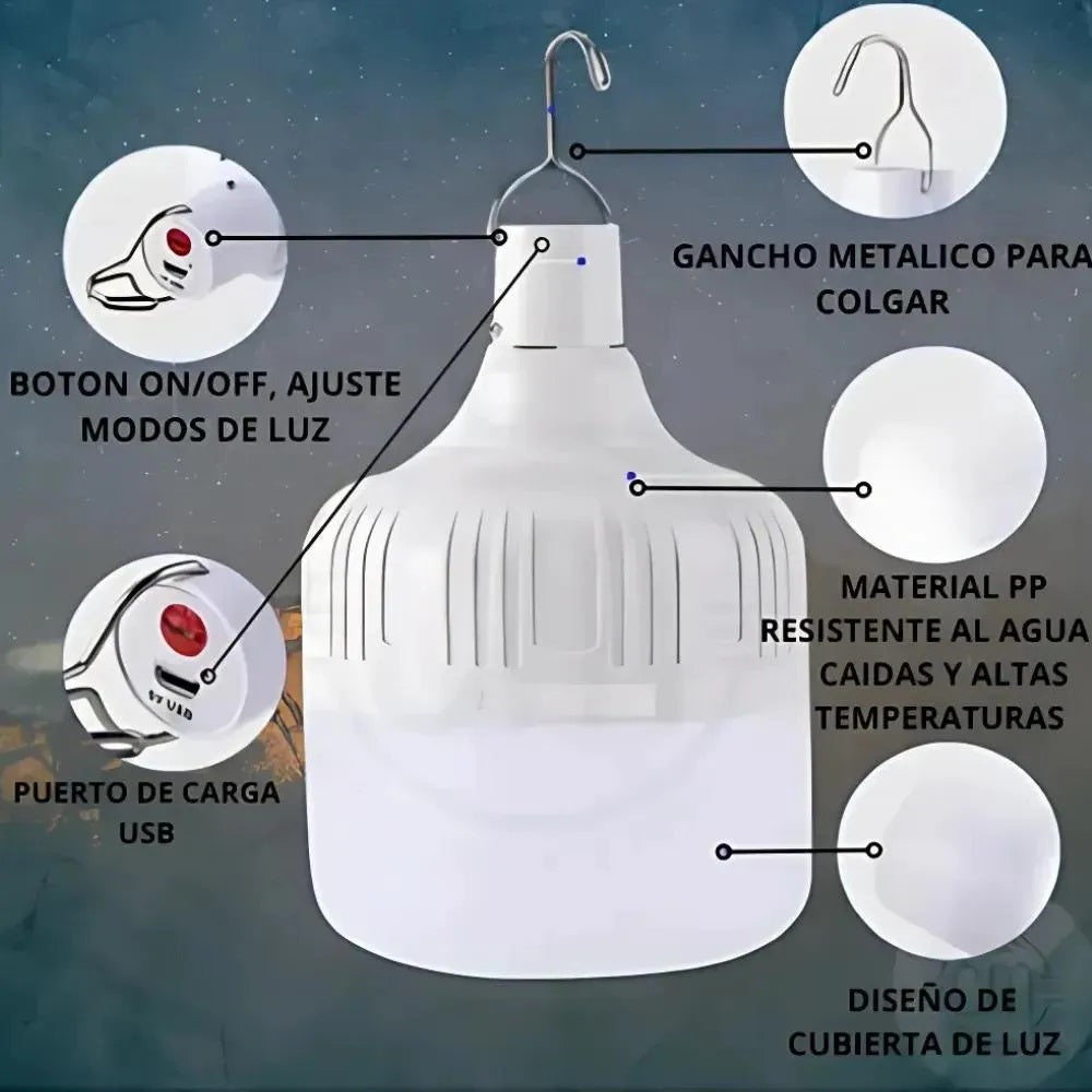 Bombillo Led Recargable De Emergencia 50W