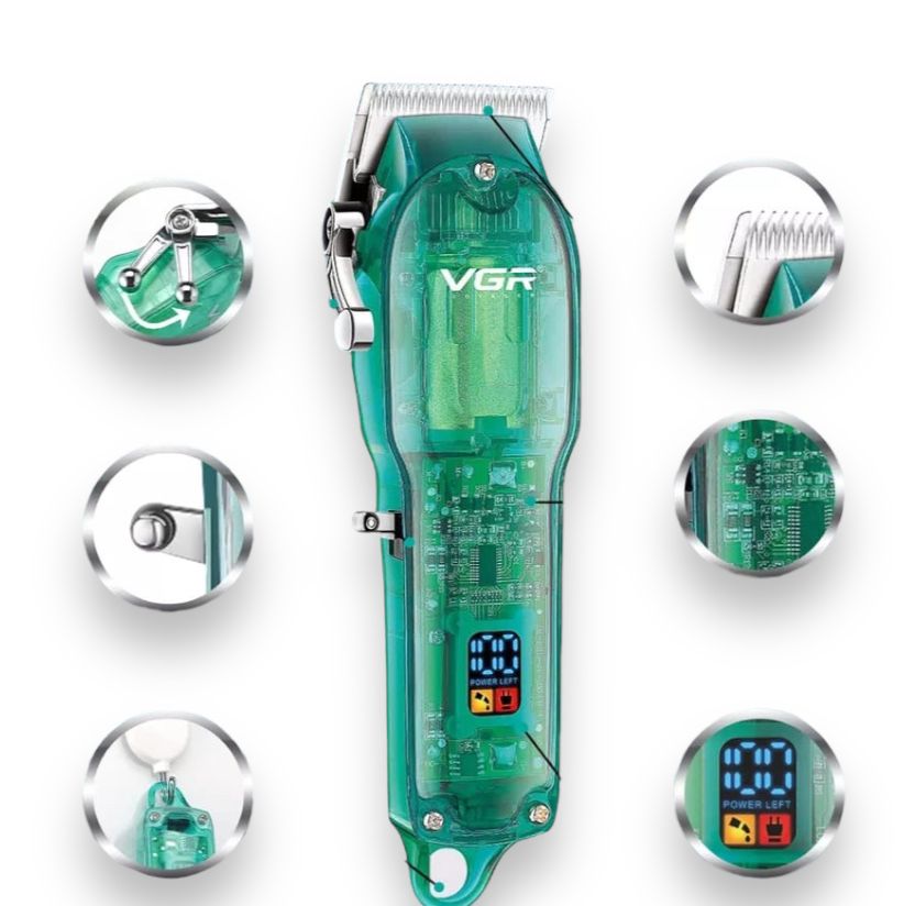 Máquina Cortadora De Pelo VGR V-660 Profesional – Peluquera Inalámbrica Premium, Cuchillas de Acero, Pantalla LED