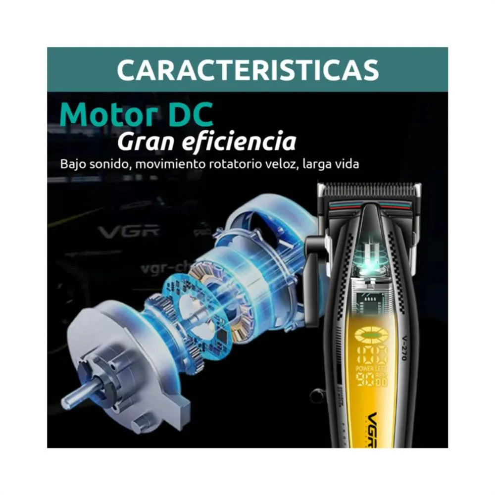Máquina Cortadora De Pelo Profesional VGR V-270 – Patillera Trimmer Inalámbrica Cuerpo Metálico Pantalla LED