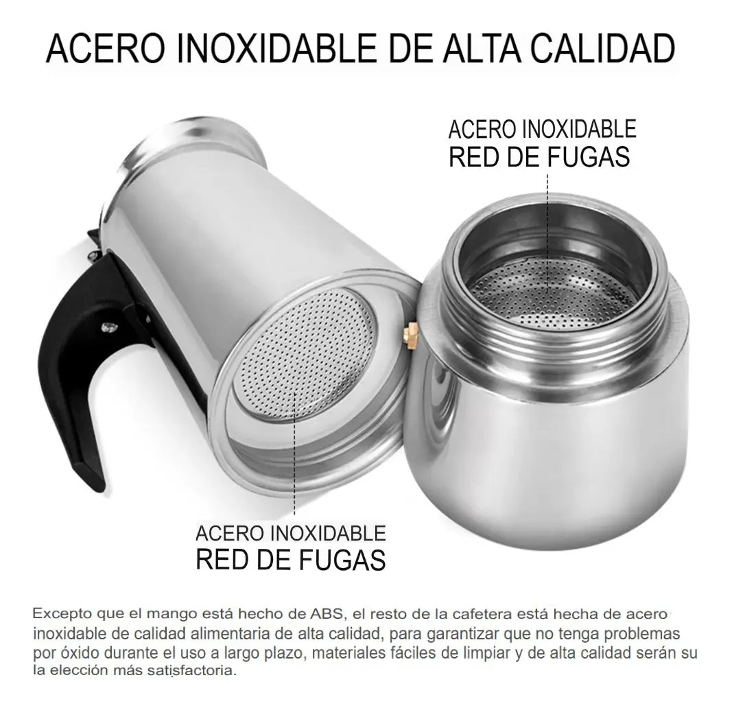 Cafetera Italiana Espresso Maker Acero Quirurgico 9 Tazas