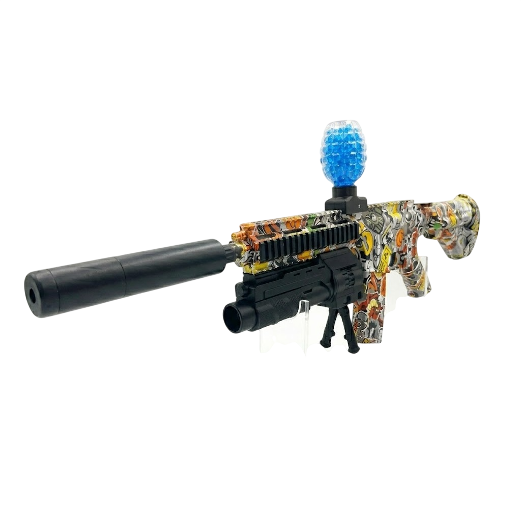 Rifle Automático de Hidrogel M416 Eléctrico – Lanzador de Gel con Estilo Grafiti