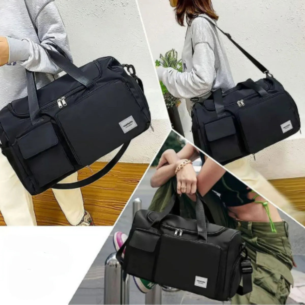 Morral Deportivo Textil Negro Morral Gimnasio Viaje Ligero