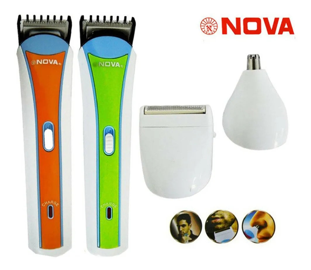 Máquina Afeitadora Eléctrica Recargable 3 en 1 Nova NHC-2013 – Patillera, Barbera y Cortadora de Vello Nasal