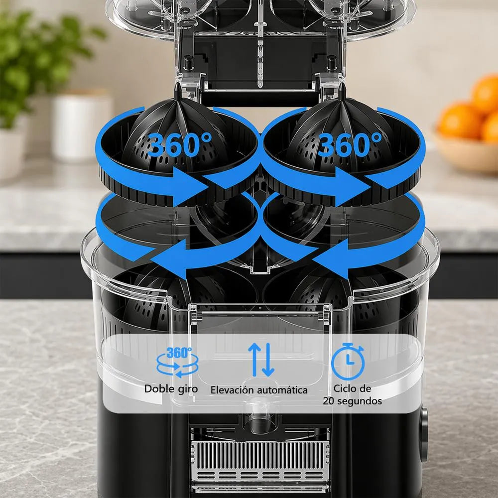 Exprimidor De Naranjas Eléctrico Automático Extractor Doble Transparente
