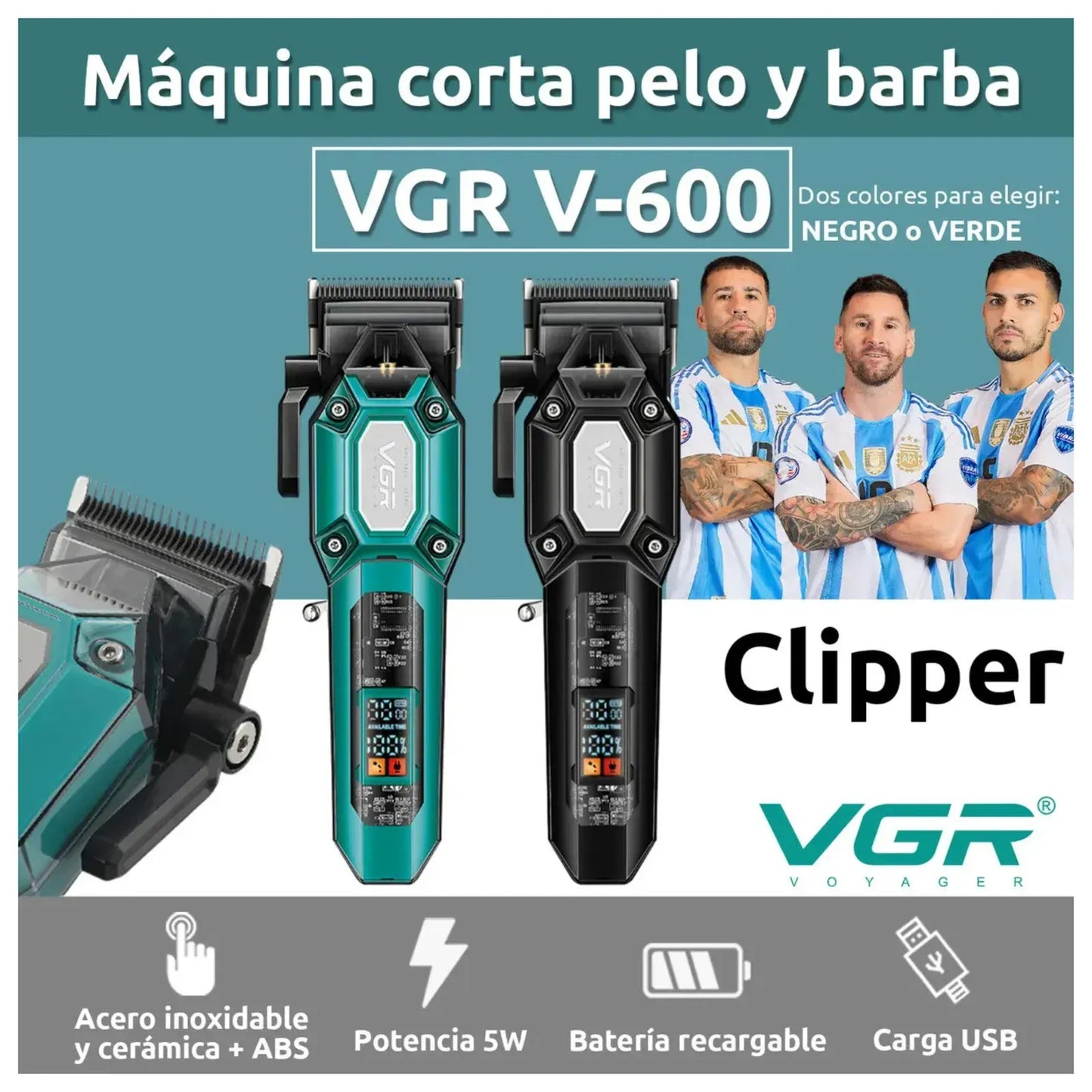 Máquina de Cortar Cabello Profesional VGR V-600