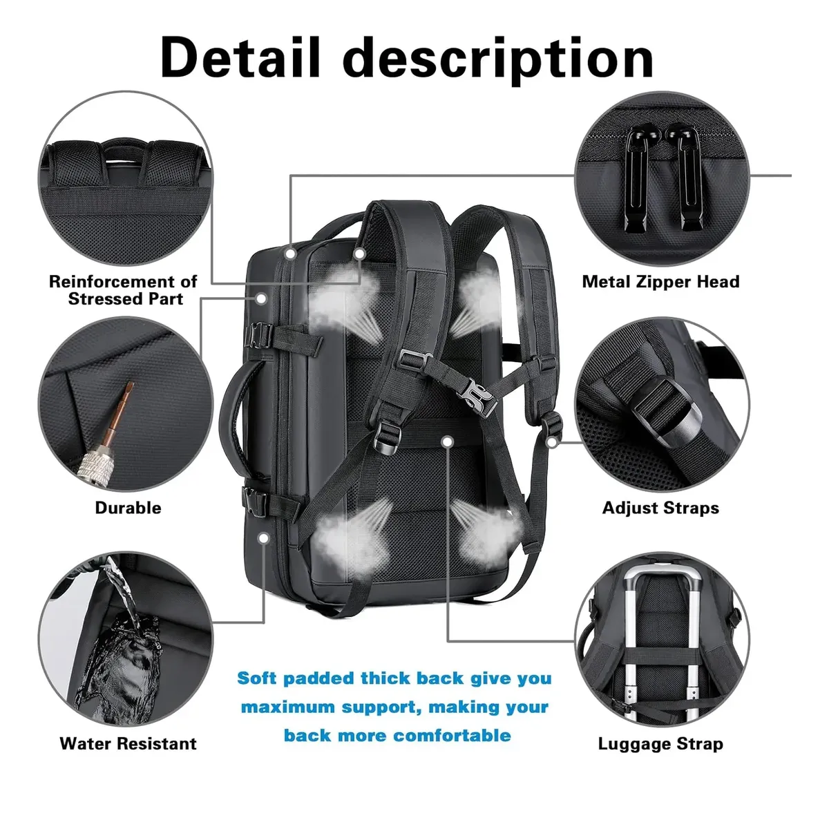 Maleta Morral De Viaje De Cabina Premium Amazon Negra