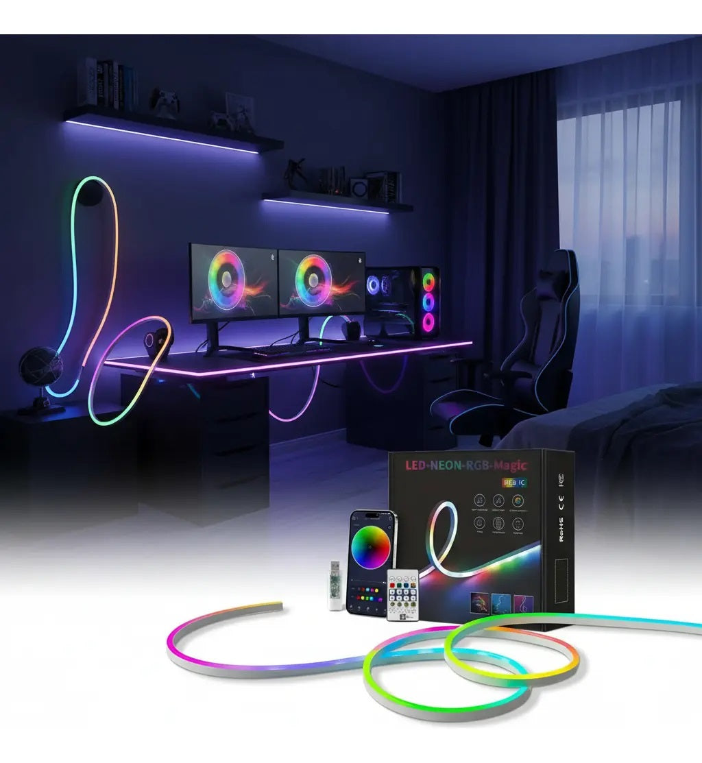 Cinta Tira Led Luz Neon Rgb Manguera 5 Metros Ritmica Usb