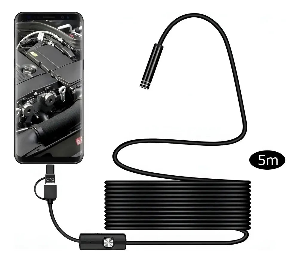 Cámara Endoscópica 5 Metros 3 en 1 – USB, Tipo-C y Micro USB (V8) Para Celular y PC