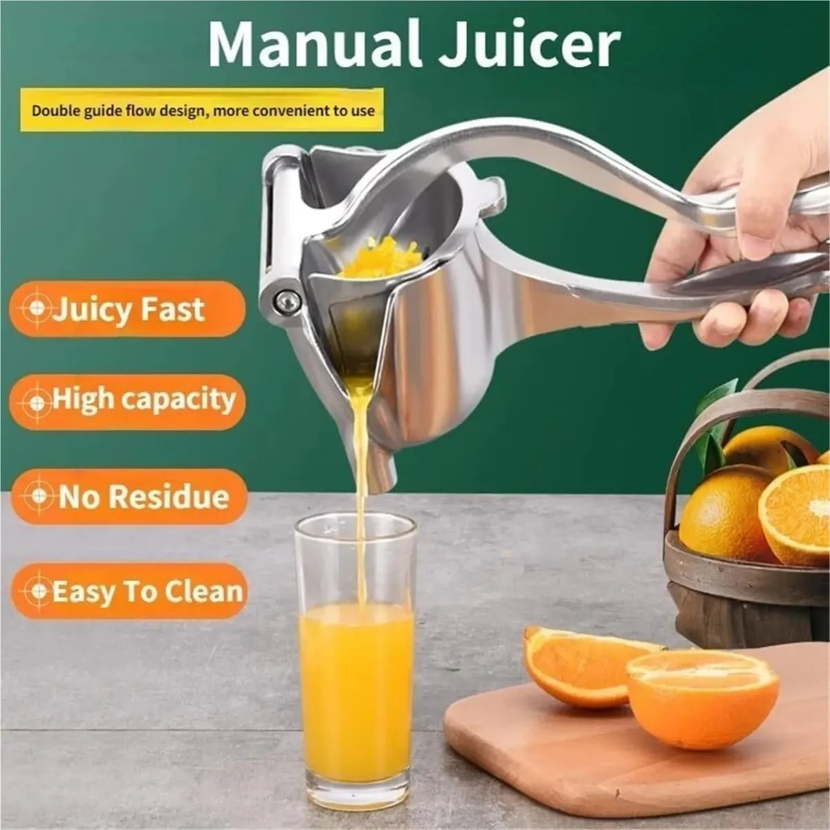 Exprimidor Manual de Frutas para Naranja y Limón en Acero