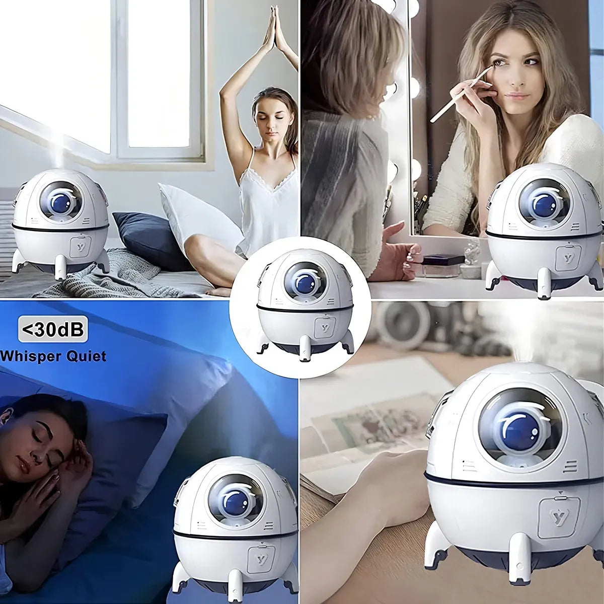Humidificador Nave Espacial 220ml Difusor Aromas USB Luz LED