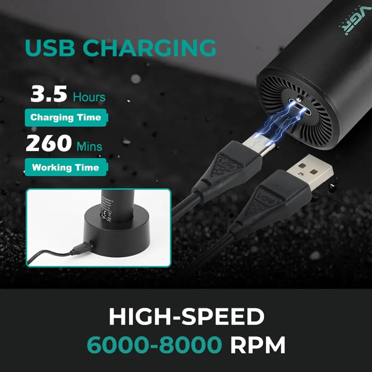 Máquina Patillera Profesional VGR V-977 – Trimmer Inalámbrica Motor BLDC, Cuchilla DLC, Pantalla LED