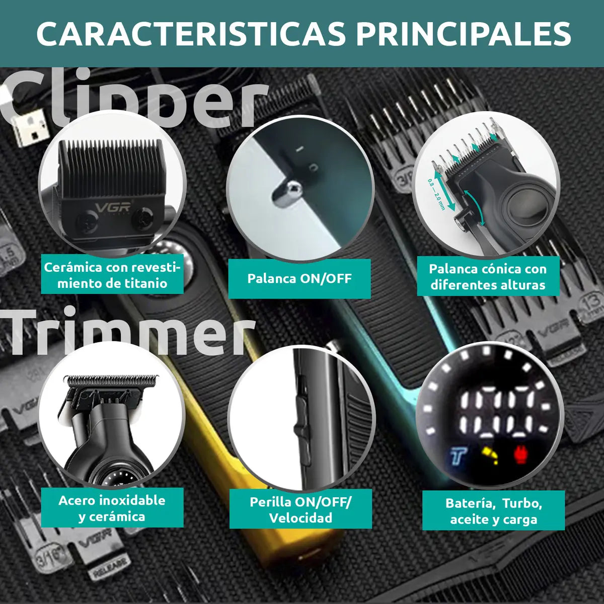 Cortadora De Pelo VGR Super Trim V-196 V-996 Verde Recargable