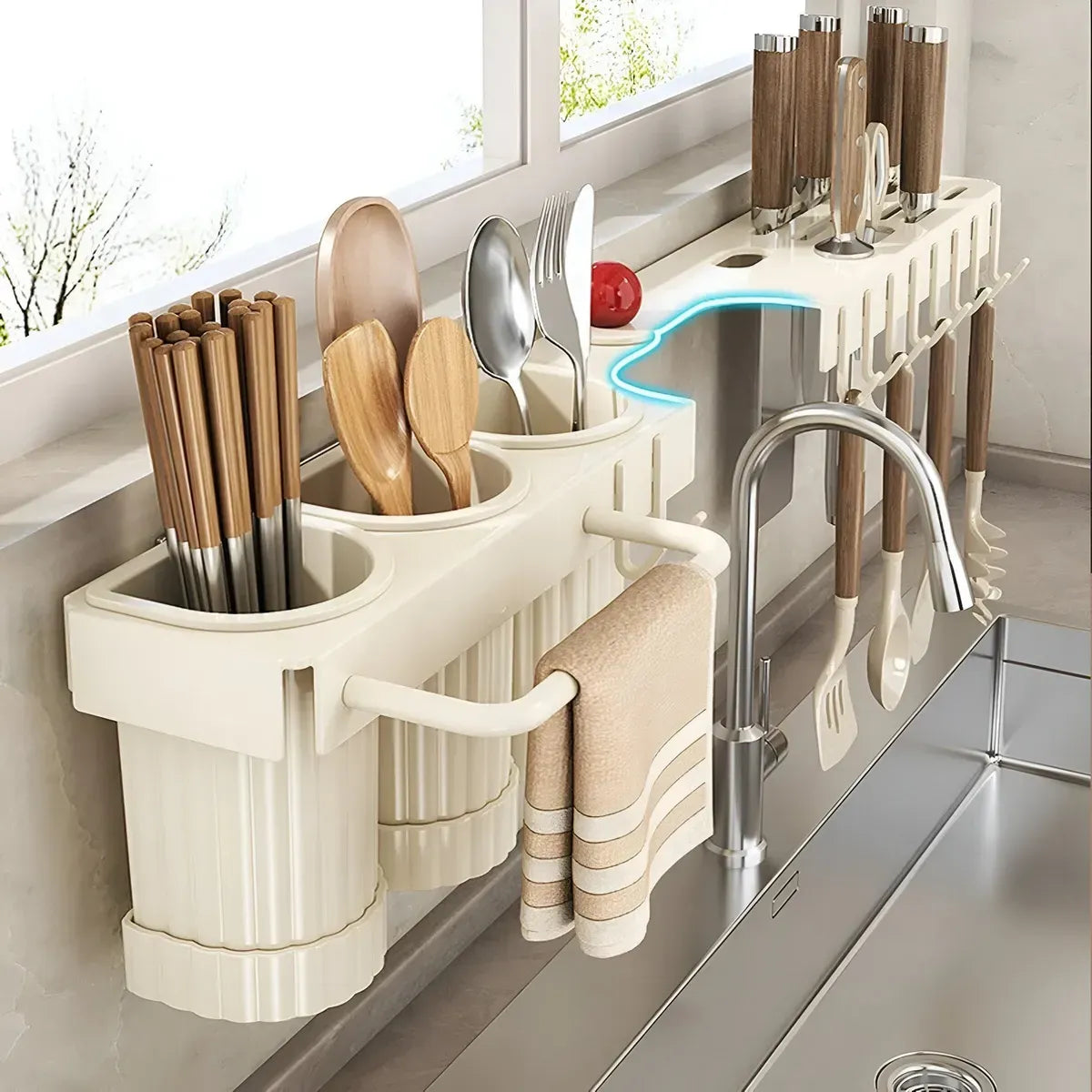 Organizador De Cocina Multifuncional De Pared – Estantería Para Utensilios y Cuchillos (65 cm)