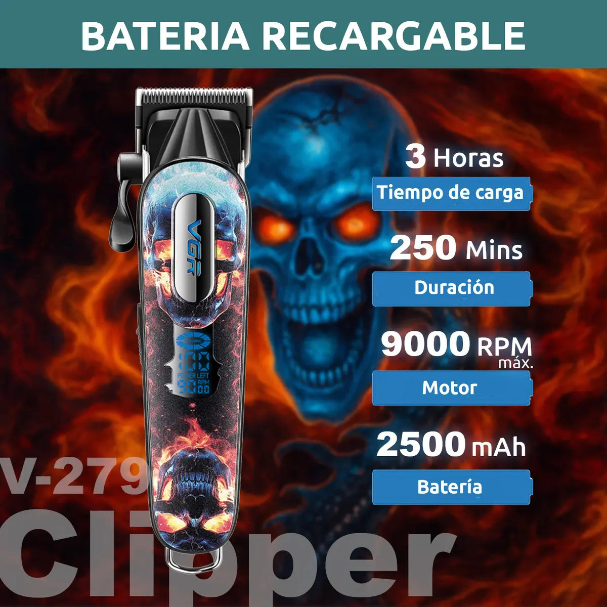 Máquina Corta Pelo Pro Vgr V-279 Metal Cuchillas Dlc 9000rpm