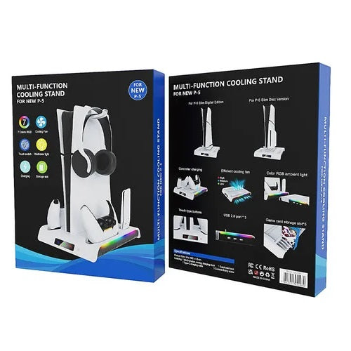 Estación De Carga Multifuncional Para PS5 Con Luces RGB Y Soporte Para Diadema