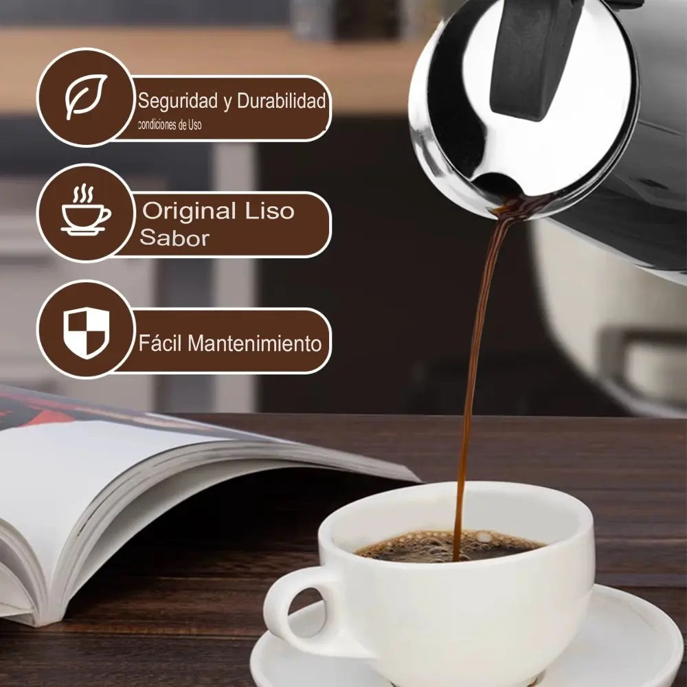 Cafetera Italiana Espresso Maker Acero Quirurgico 9 Tazas