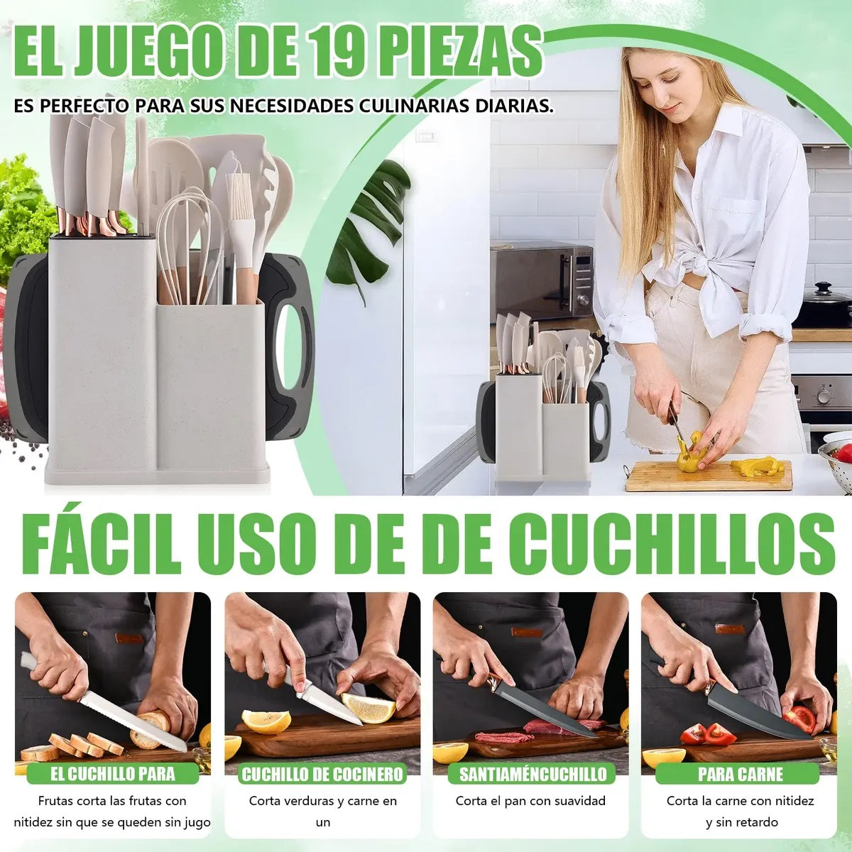 Utensilios De Cocina Silicona Espatulas Y Cuchillos 19 Set