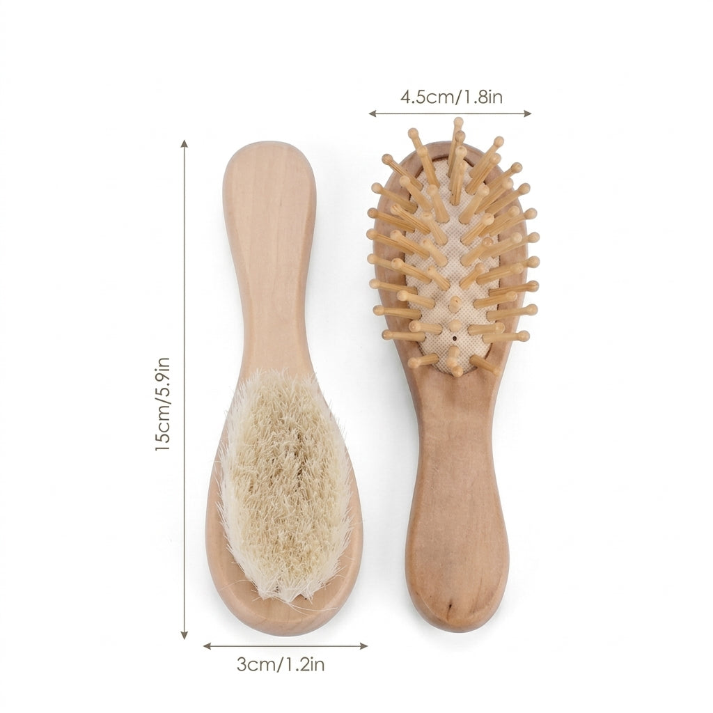 Set Cepillo y Peine de Bambú para Bebé | Cuidado Anti-Frizz y Cuero Cabelludo Delicado