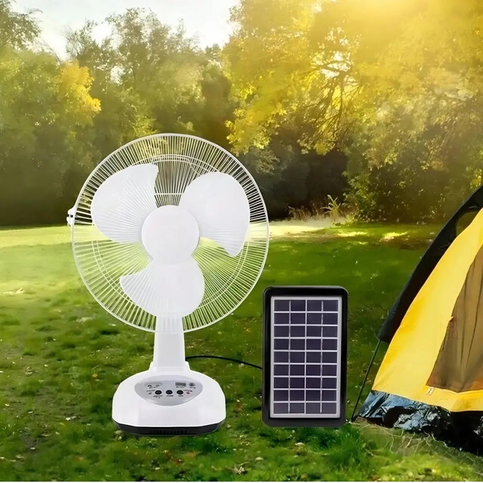 Ventilador Solar De 12 Pulgadas Silencioso De 2 Velocidades Estructura Blanco GDTimes 8012