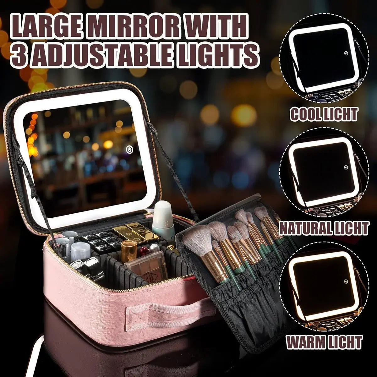 Maletín Neceser Maquillaje Inteligente Con Espejo LED Recargable