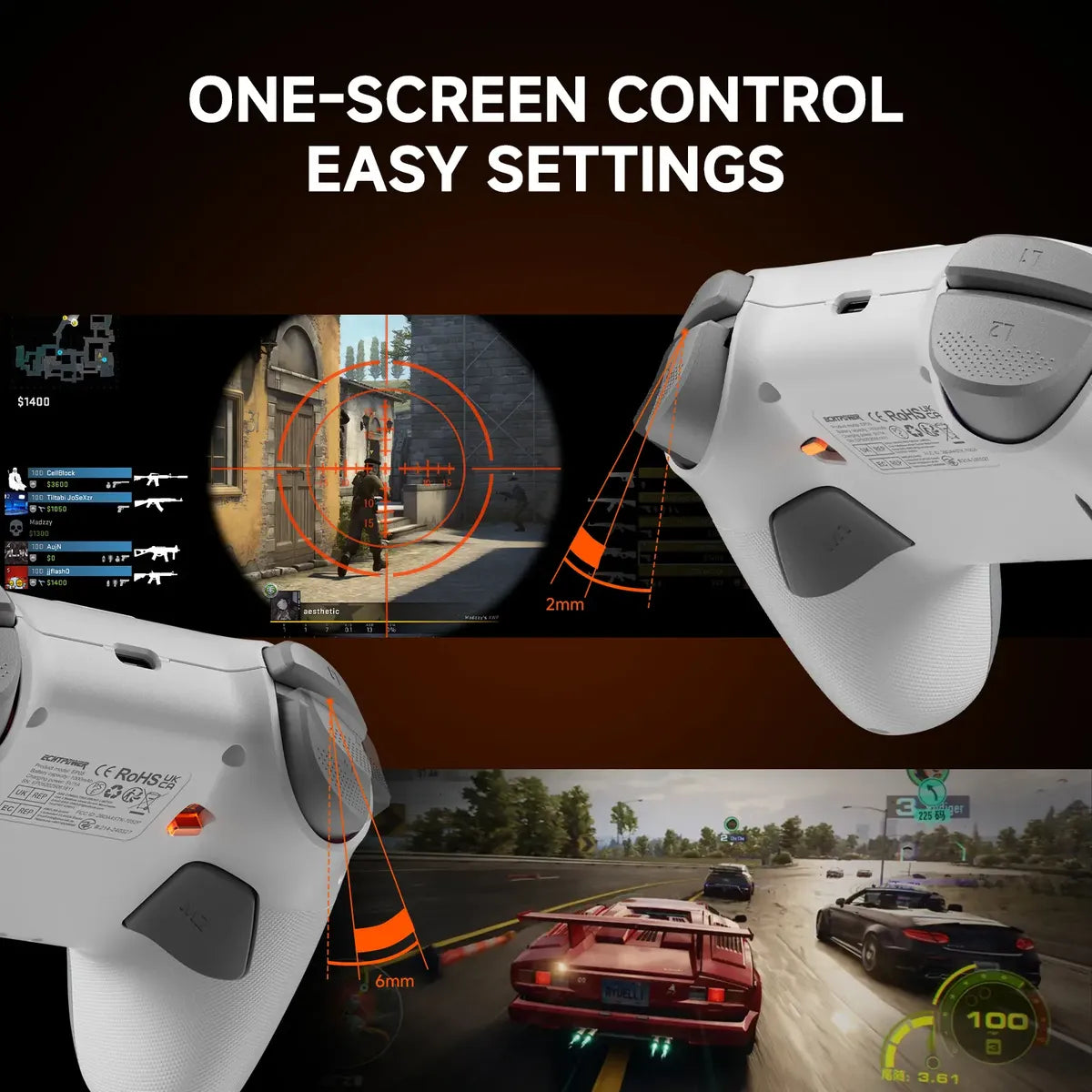 Control Gamer Inalámbrico ECHTPower Multiplataforma PC Switch iOS Android