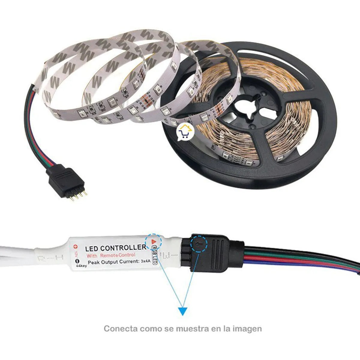 Cinta Luz Led Rgb Multicolor 5m Con Adaptador Y Control