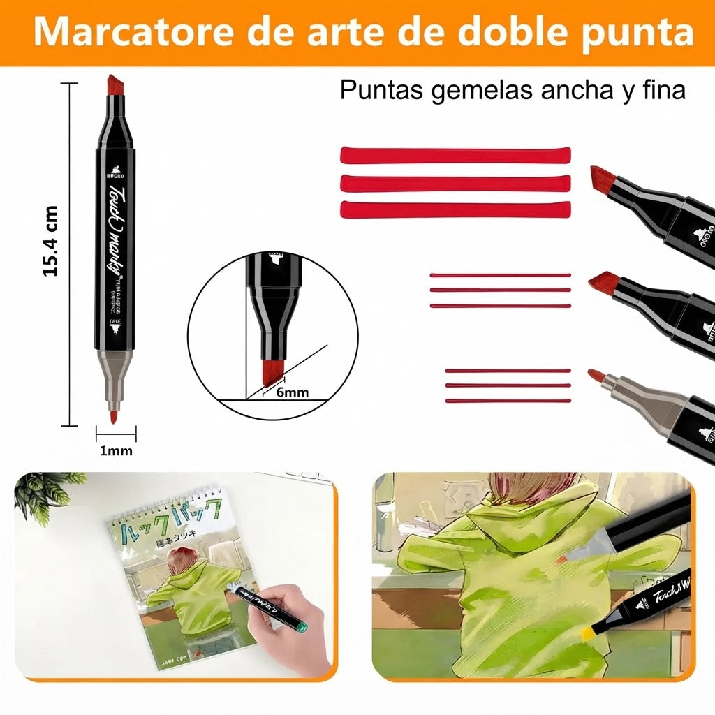 Set De Plumones 48 Marcadores Touch Plumones Doble Punta