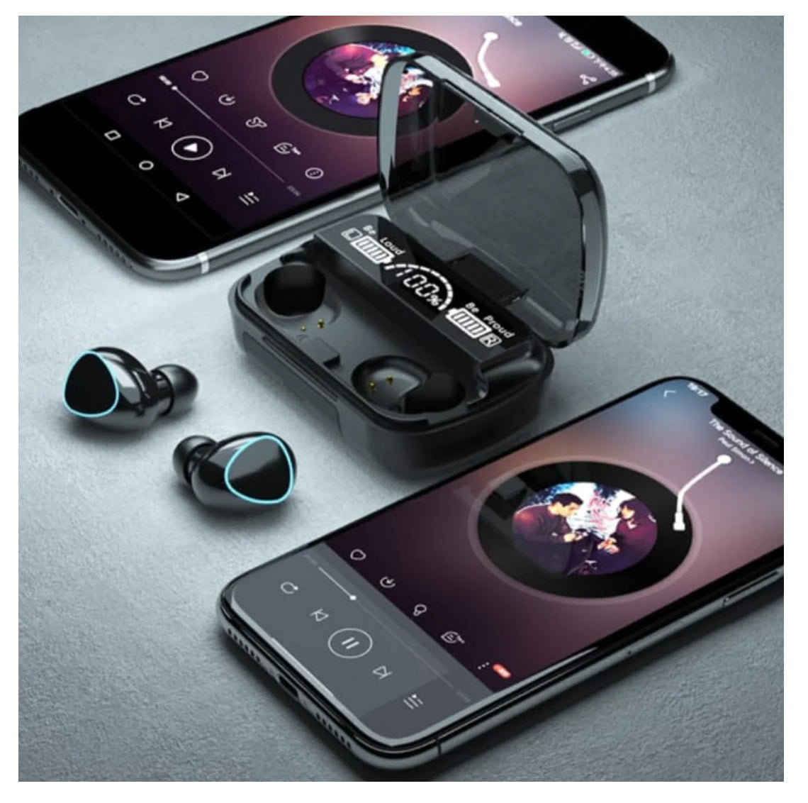 Audífonos Inalámbricos Bluetooth M10 V5.1 Con Power Bank Y Control Táctil Negro