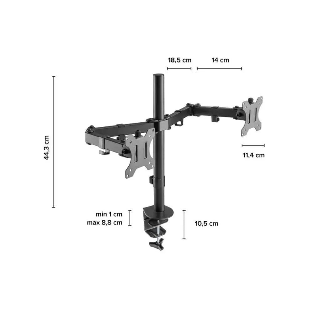 Soporte De Escritorio Para Dos Monitores Tv Setup Ergonomico