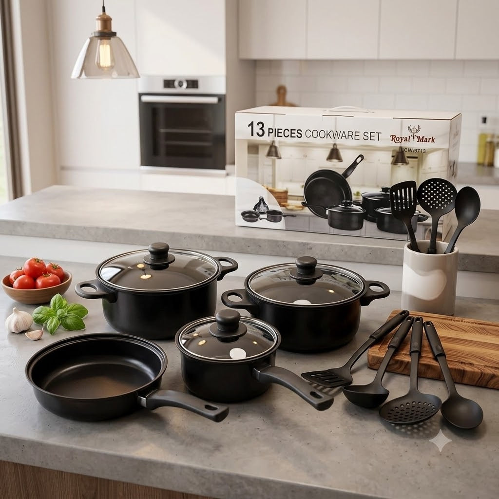 Juego De Ollas Antiadherente Con Utensilios De Cocina 13 Piezas
