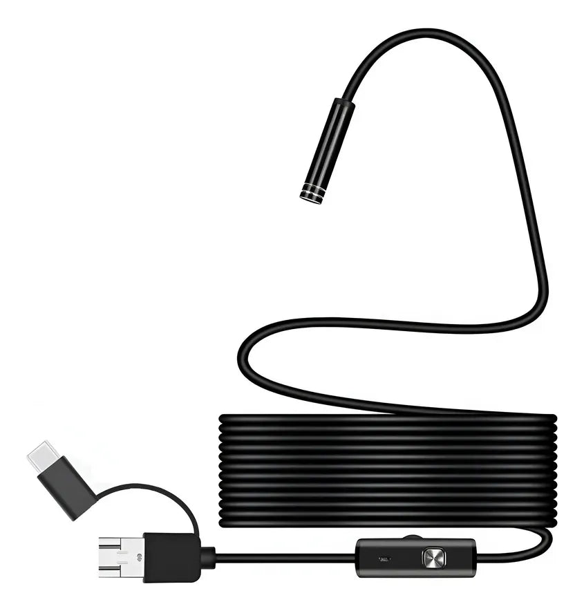 Cámara Endoscópica 5 Metros 3 en 1 – USB, Tipo-C y Micro USB (V8) Para Celular y PC