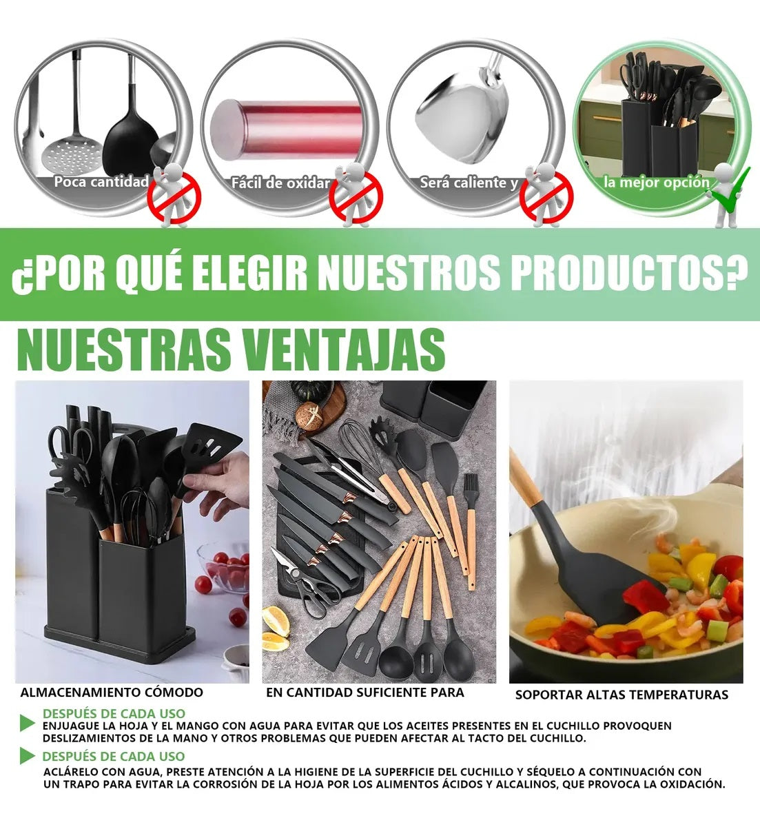 Utensilios De Cocina Silicona Espatulas Y Cuchillos 19 Set
