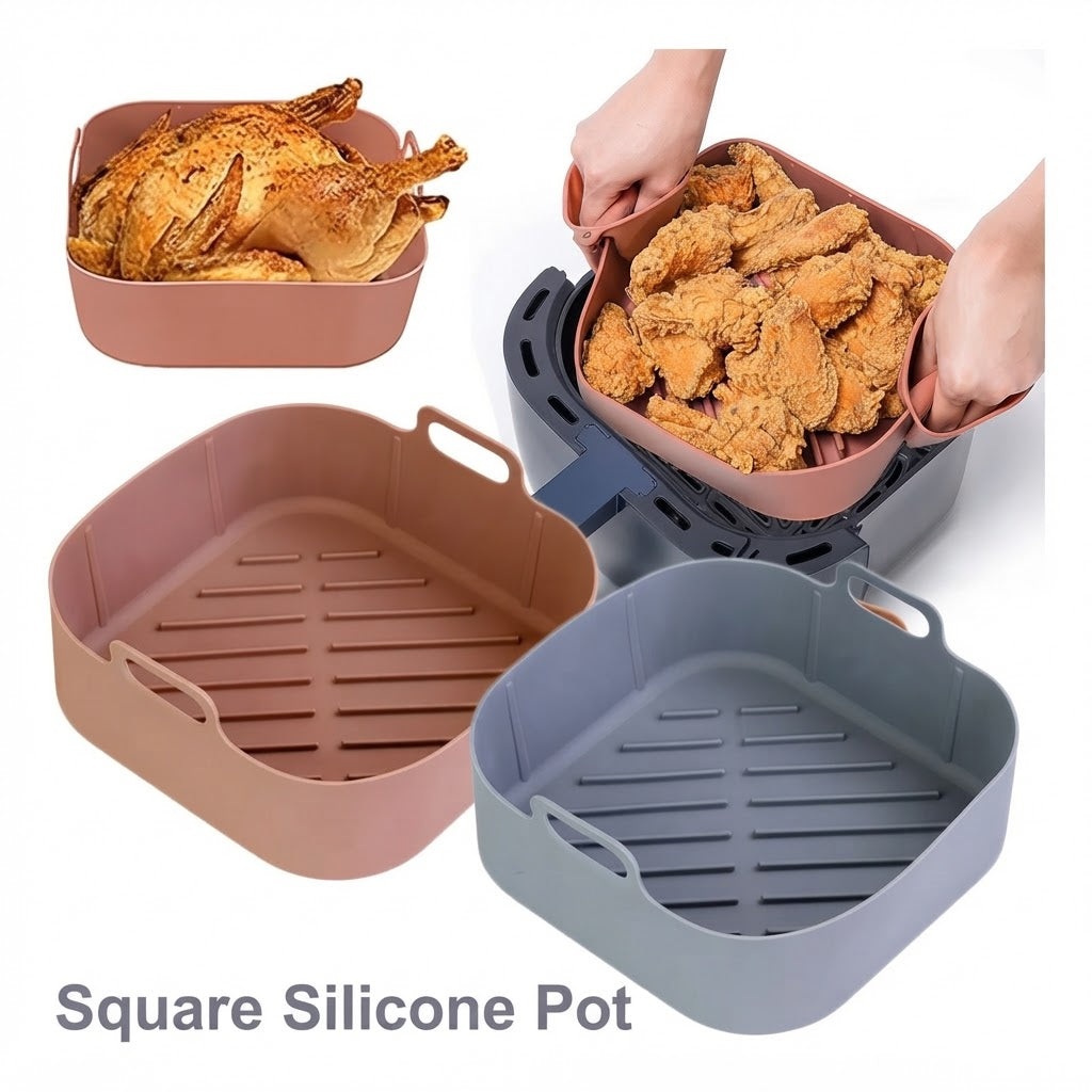 Kit De 2 Moldes Cuadrados De Silicona Para Freidora