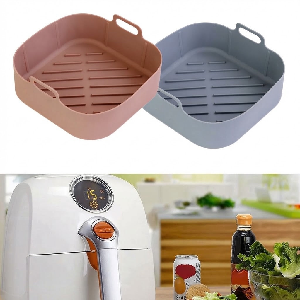 Kit De 2 Moldes Cuadrados De Silicona Para Freidora
