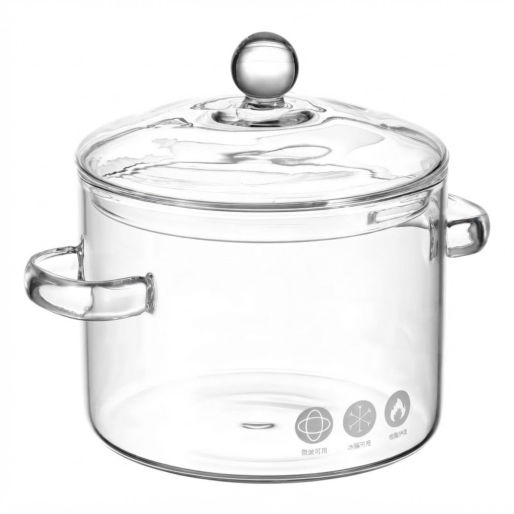 Olla De Vidrio Templado Transparente Con Tapa 1.5 Litros