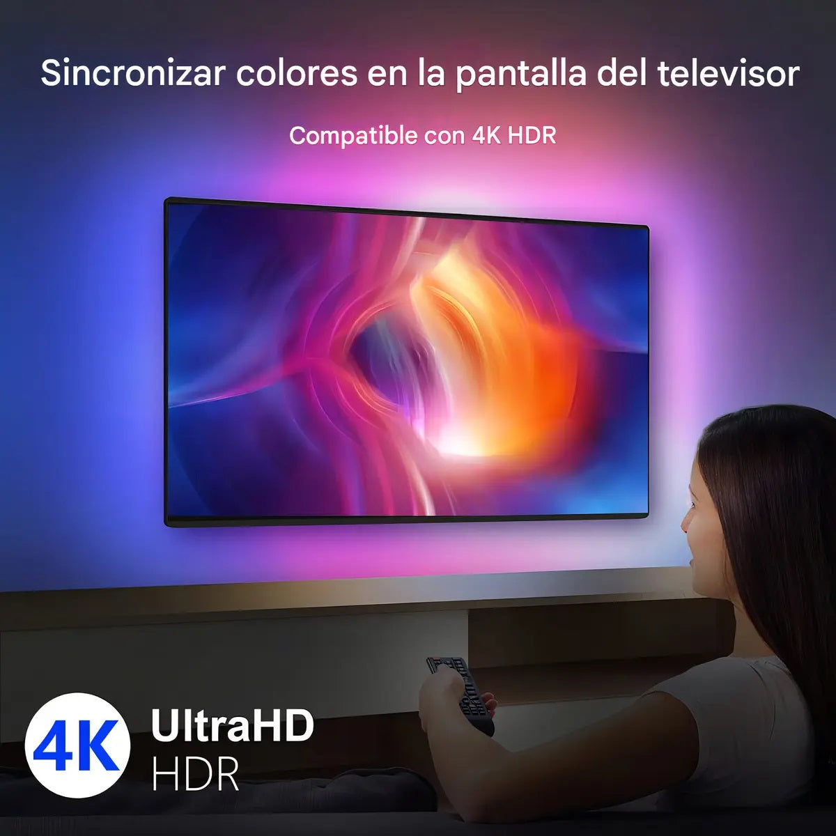 Cinta Tira Led Inmersiva Smart Para Tv 4m Con Deco Sync Box Hdmi