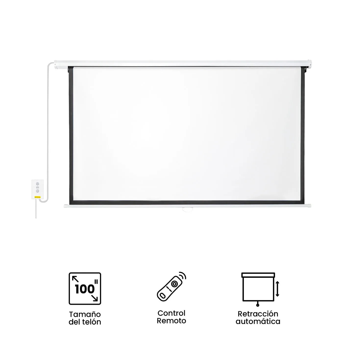 Telón Retráctil Eléctrico VTA 100 Pulgadas Formato 16:9 con Control