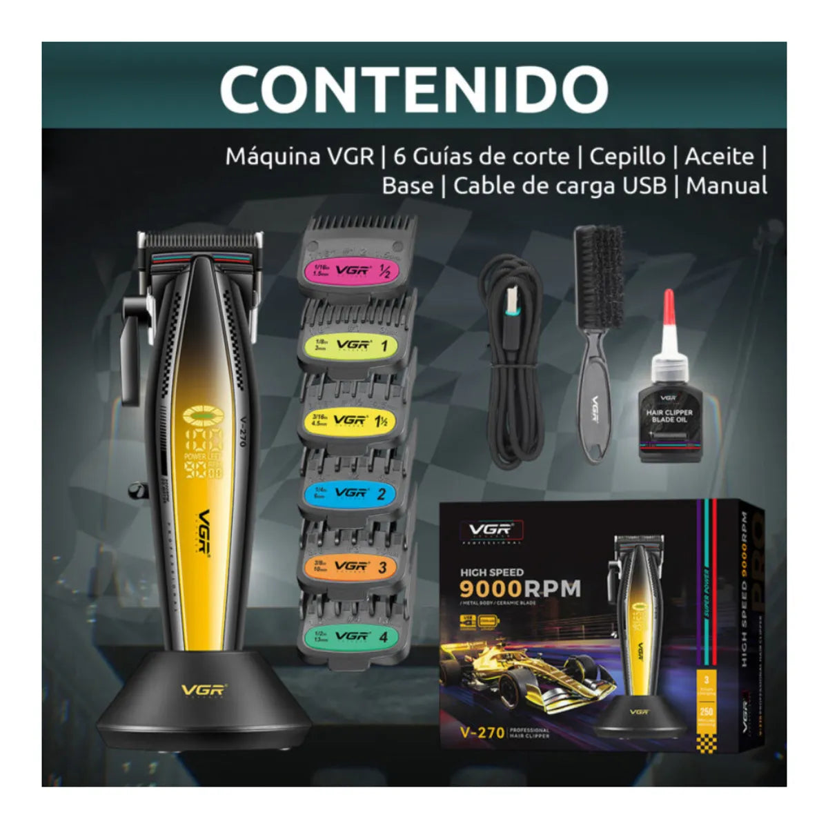 Máquina De Cabello Pro Vgr V-270 Metal 9000rpm Dorado