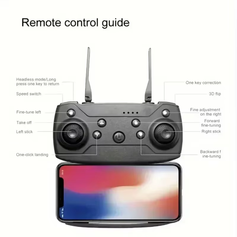 Drone E88 Con Doble Cámara Hd Negro 2.4ghz 2 Batería