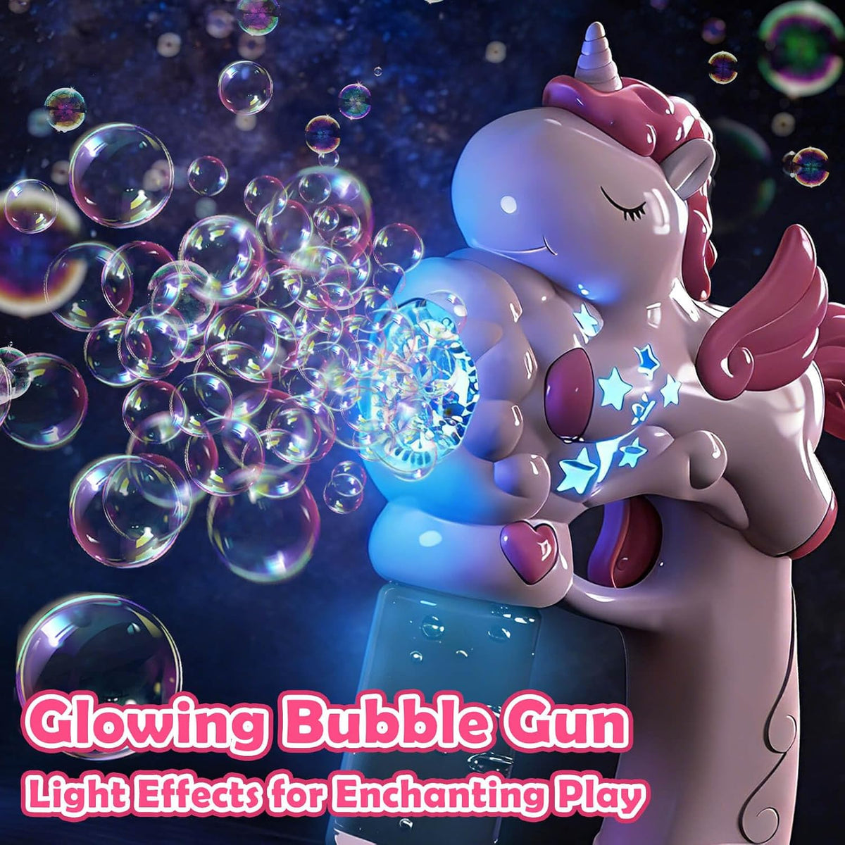 Pistola Burbujera Unicornio Con Liquido Burbujero + Bateria