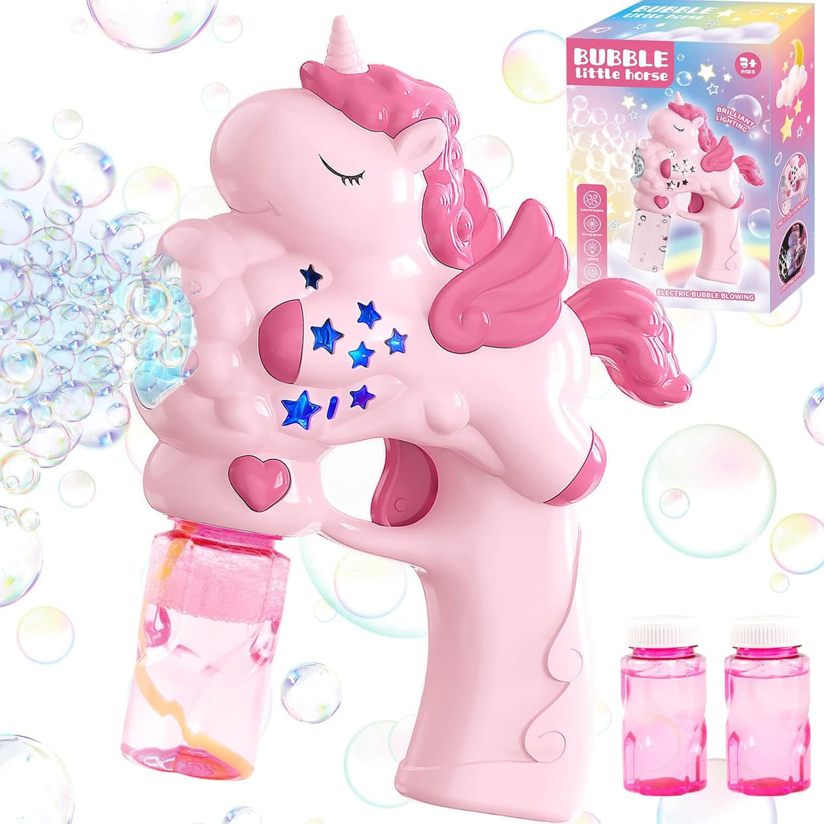 Pistola Burbujera Unicornio Con Liquido Burbujero + Bateria