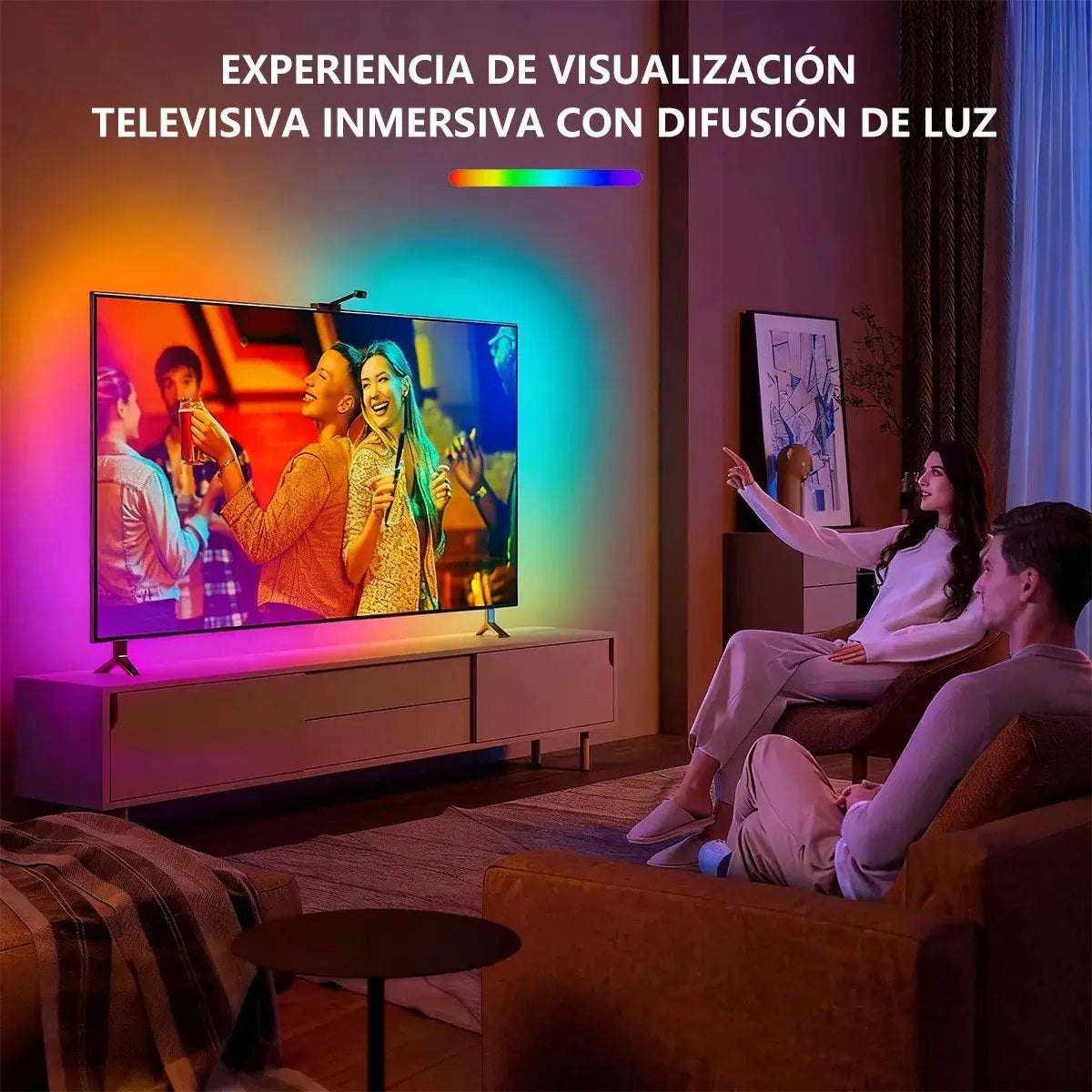 Tira De Luces Led Rgbic Para Tv Con Cámara De Inmersión 5m Smart