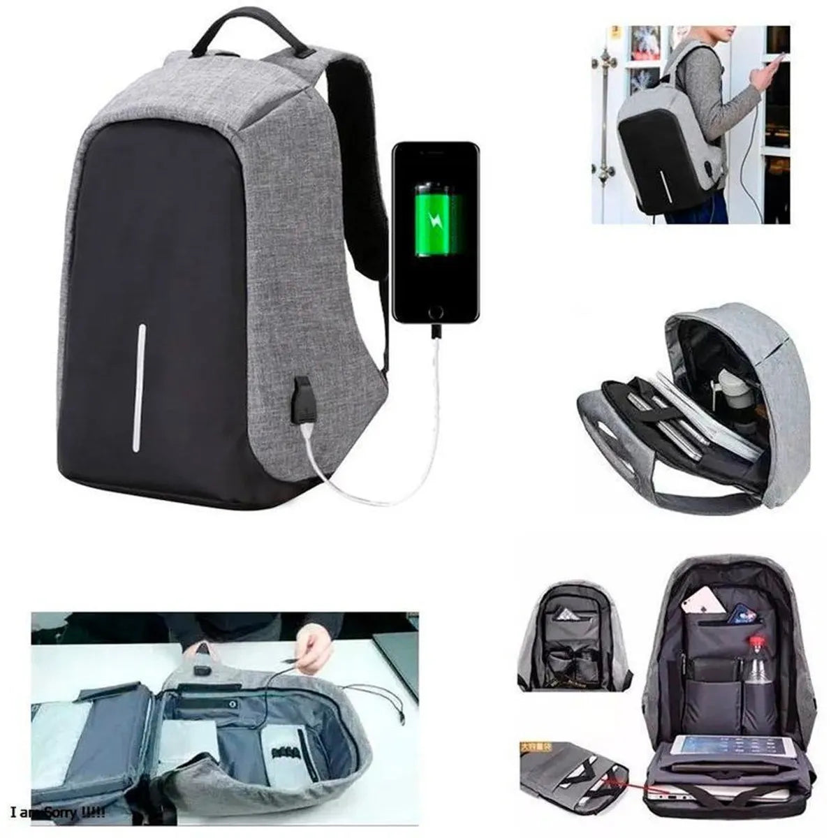 Maleta Maletín Antirrobo Impermeable Con Puerto Usb Portatil