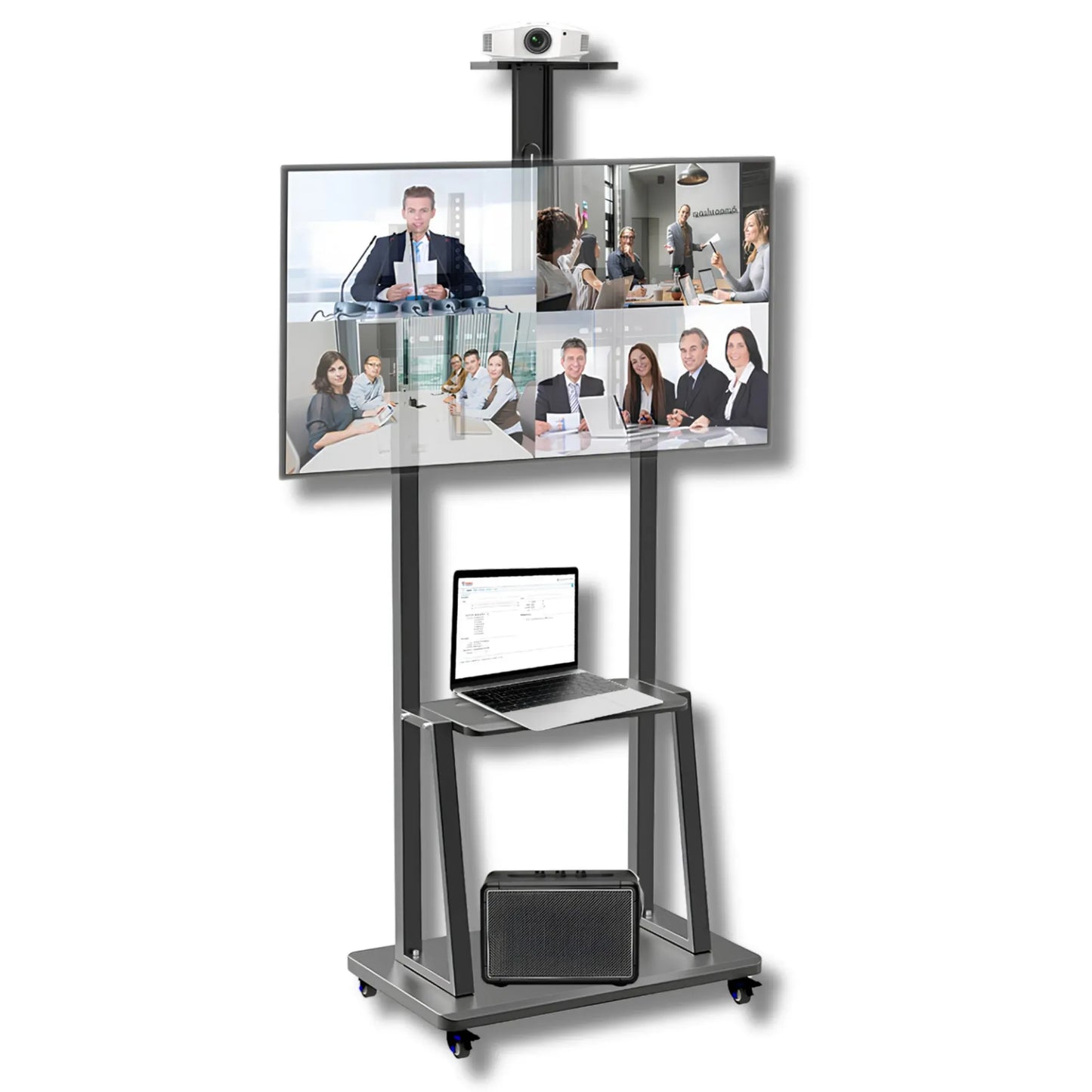 Soporte Base Pedestal Tv 32 70 Móvil Ruedas Ajustable 50k Color Negro