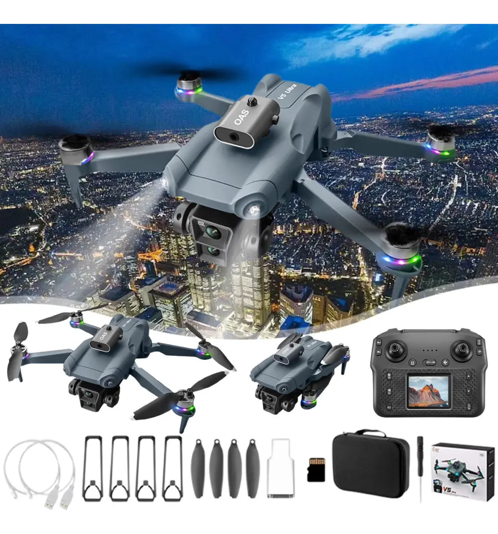 Drone M5 Ultra Motor Sin Escobillas Evitacion Pantalla 2 Baterias