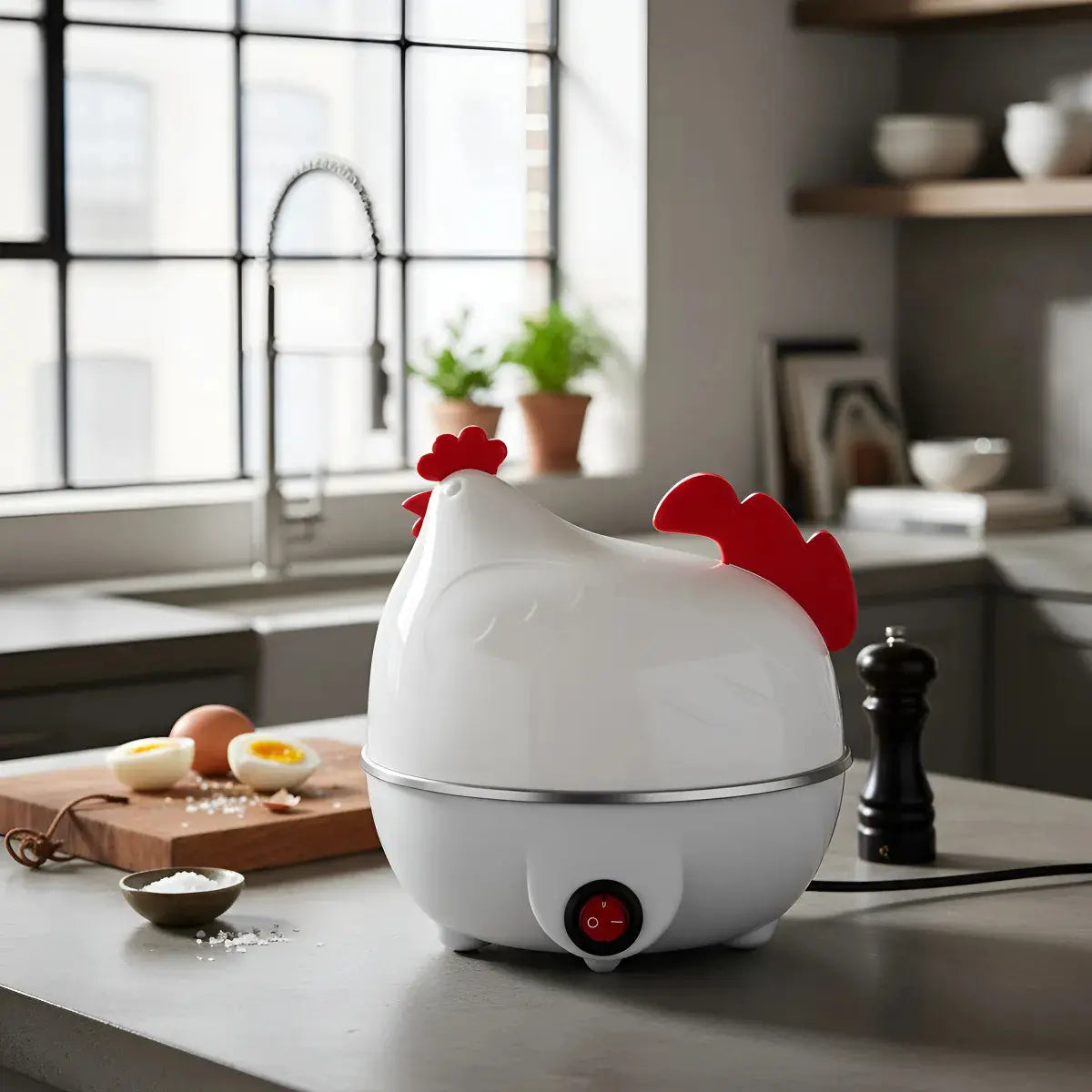 Hervidora De 7 Huevos Eléctrica En Forma De Gallina Al Vapor