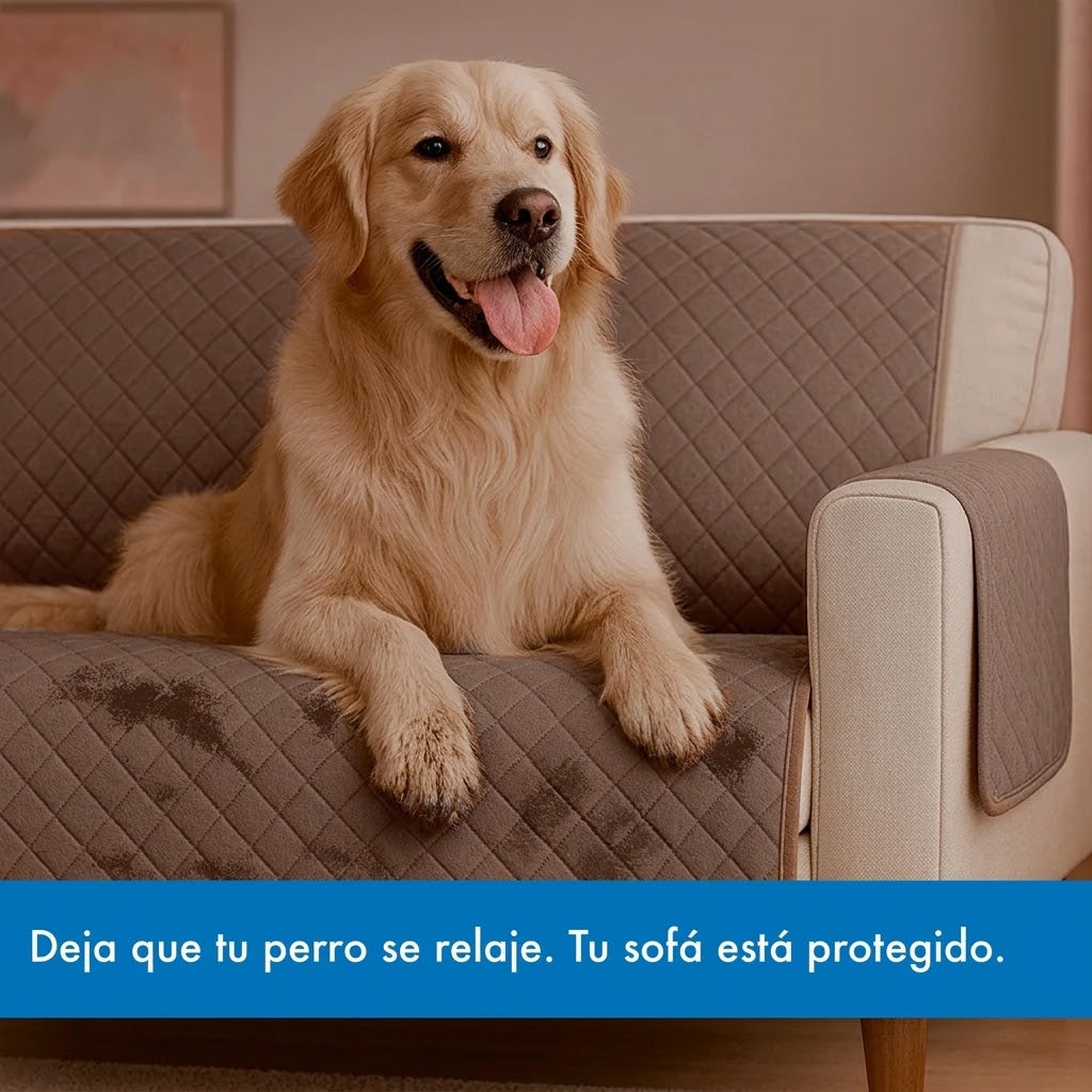 Forro Protector de Sofá Doble Faz 2 Puestos Beige/Chocolate